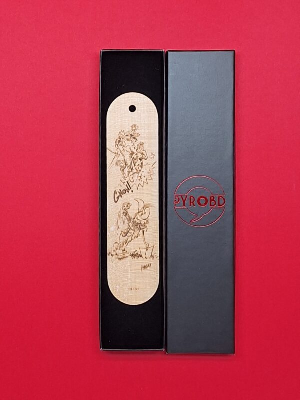 Marque-page Pierre Tombal donnant un coup de poing à la mort